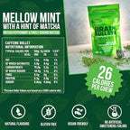 160mg L-Theanine + 80mg Caffeine Chews – Mint Matcha Flavour, Increases Productivity, Mental Clarity, Alertness | 2 Packs - 16 Servings | Brain Bullet | Energy Gum & Focus Gummy Upgrade