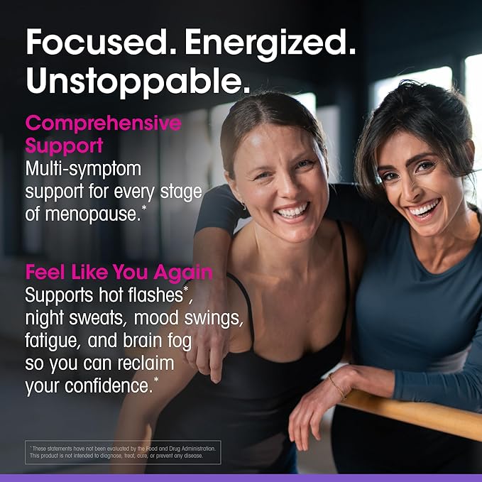 vH essentials Menopause Energy & Focus Support 60 Capsules – Multi-Symptom Support for All-Stages of Menopause: hot Flashes, Night Sweats, Mood Swings, Fatigue & Brain Fog