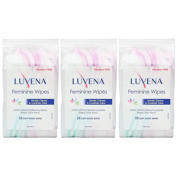 Luvena Feminine Wipes - Soft Wet Wipes for Women - Refresh & Resist Odor - Gynecologist Tested - Travel Friendly Cleansing Cloths - Cucumber Scented (25 Count, 3 Pack)
