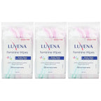 Luvena Feminine Wipes - Soft Wet Wipes for Women - Refresh & Resist Odor - Gynecologist Tested - Travel Friendly Cleansing Cloths - Cucumber Scented (25 Count, 3 Pack)
