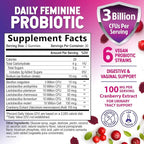 Nature's Nutrition Probiotics for Women Gummies with Cranberry - 6 Premium Strains for PH Balance, Digestive Health, Vaginal & Immune Support, Women's Probiotic Gummy for Feminine Health - 60 Gummies
