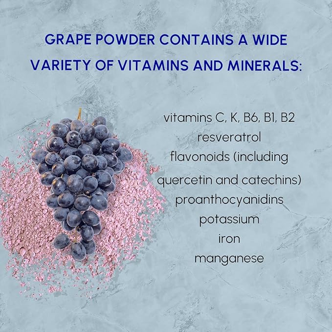 Grape Powder 8 oz - Natural Skin Seeds Pulp Powder, Great for Cooking and Drinks