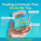 Cortisol Gummies for Women & Men, Sugar Free Cortisol Reducer Supplements w/ Magnesium, Ashwagandha, Mushroom, L-theanine, Rhodiola, Vitamin B6 B12 for Cortisol Detox, Relax, Sleep Support 2 Pack