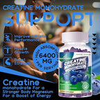 Creatine Monohydrate Gummies Complex for Men & Women -Advanced Formula W/L-Taurine + Vitamin B12, Sugar Free Chewable Supplement,90 Blueberry Gummies