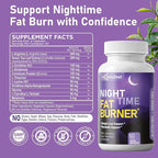 Night Time Fat Burner for Weight Loss - Metabolism Booster Nighttime Belly Fat Burn & Natural Appetite Suppressant Supplement for Men Women - Relaxation Weight Control Support Pills