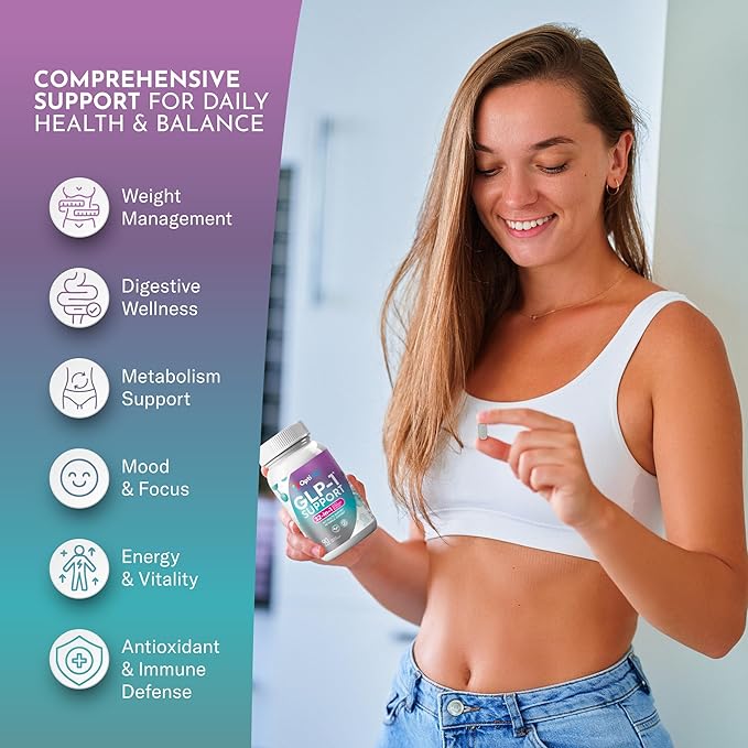 GLP-1 Support Supplement for Weight Loss - 32-in-1 with Probiotics for Fat Burn Boost Metabolism & Gut Health - Natural Daily Oral GLP1 Support for Women & Men - Vegan Gluten Free