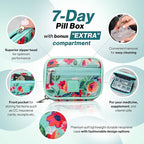 Made Easy Kit Pill Case - Weekly Medicine Organizer with Removable Seven-Day Vitamin & Supplement Box - Premium Neoprene for Travel Purse Accessory (Teal Purple)