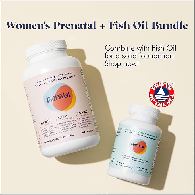 FullWell Women's Prenatal Multivitamin - Healthy Pregnancy Support - Contains Choline & Folate - Supports Fetal Growth & Brain Development* - 240 Count (60 Servings, 2 Pack)
