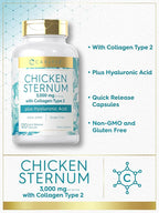 Carlyle Chicken Sternum Cartilage Collagen Capsules | Type II 3000mg | 120 Pills | Plus Hyaluronic Acid | Non-GMO, Gluten Free