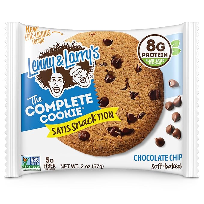 Lenny & Larry's Complete Protein Cookie, [Chocolate Chip], Chewy Soft Baked, 8g Plant Protein, Vegan, Non-GMO, High Fiber, [2 Ounce] Cookie (Pack of 12)