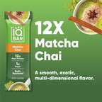 IQBAR Clean Plant Protein Bars - Matcha Chai - 12 Count - Keto, Vegan, High Fiber, Gluten and Dairy Free, Low Sugar Snack - Brain and Body Nutrients for Focus, Energy, Meal Replacement