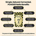 Matcharl Japanese Natto Powder, Freeze-Dried 50g (1.76oz) Nattokinase & Vitamin K2 | Fermented Soybean Superfood Supports Gut Health | Probiotic & Prebiotic | Non-GMO, Vegan, Made in Japan