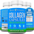 Root Vitality Collagen Peptides Capsules - Grass-Fed, Pasture-Raised Hydrolyzed Protein Supplement for Skin, Hair, & Nails - Non-GMO, Zero Sugar Daily Pills for Men & Women (180 Capsules)