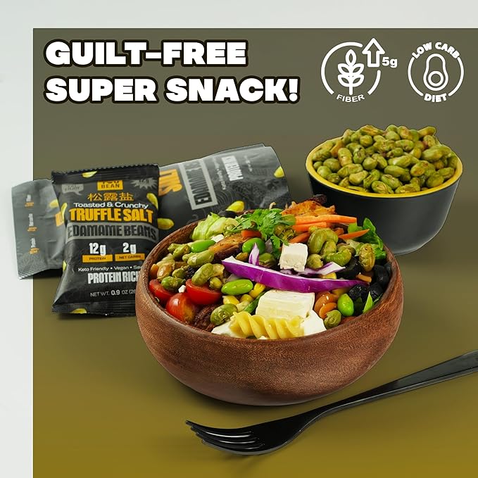 Where You Bean Edamame Beans Snack (Truffle Salt) - Crunchy and Dry Roasted Edamame Beans - High Protein Snacks, Keto and Vegan Healthy Snacks for Adults & Low Carb Asian Snack 0.9 oz (Pack of 8)