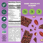 Simply Protein - Dark Chocolate Almond Crispy Bars - Plant Based Protein Bars - Low Carb, Low Sugar, High Fiber - 13g Protein, 2g Sugar, 7g Fiber - Vegan, Gluten Free, Non GMO, Kosher - 24 Bars
