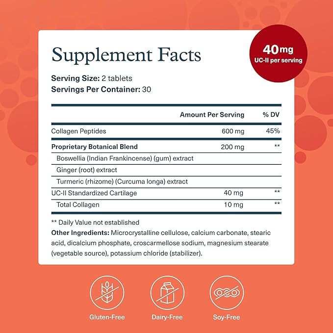 Youtheory Joint Complex with UC-II Collagen - Type 2 Collagen Peptides for Joint Support* - with Boswellia, Ginger & Turmeric - Supports Anti-Aging* - 60 Count (30-Day Supply)