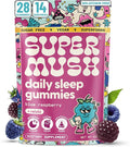 SuperMush Sleep Gummies for Adults - Mushroom Supplement with Magnesium Citrate, L-Theanine, Chaga, Reishi & Chamomile for Deep Sleep, REM & Detox - Vegan & Sugar-Free - 28 Gummies (14 Servings)