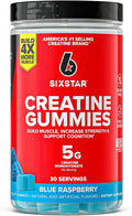 Six Star Sugar-Free Creatine Gummies for Men & Women - Pre & Post Workout Creatine Monohydrate Gummy for Muscle Building & Strength, Lean Muscle Gains & Recovery - Blue Raspberry, 30 Servings