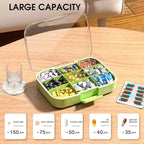 Restree Pill Organizer, Large & Waterproof Travel Pill Case, Adjustable Dividers for Daily Vitamins, Supplements, Fish Oil - Portable Medicine Box for Home & On-The-Go, 9 Compartment (Green)