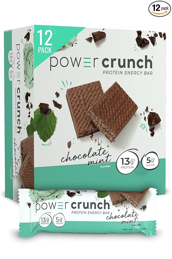 Power Crunch Protein Wafer Bars, High Protein Snacks with Delicious Taste, Chocolate Mint, 1.4 Ounce (12 Count)