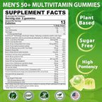 Multivitamin for Men 50 + Plus, Sugar Free Men Multivitamins Gummies w/Omega-3, Coq10, D3k2, Calcium, Magnesium, Zinc, Vitamins A, C & E, Mens Vitamins for 𝖧𝖾𝖱𝗍, Antioxidant, Brain, Bone, 60cts