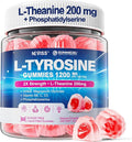 L Tyrosine Gummies Supplement 1200mg, GABA L-Theanine Supplement 200mg with Magnesium Glycinate Vitamin B6, D3 & C - Calm & Focus Gummies - Brain Supplements for Memory, Mood & Relax for Adults, Vegan