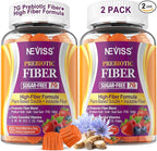 Fiber Gummies for Adults with Psyllium Husk, 7G(Soluble + Insoluble) Daily Prebiotic Fiber with Inulin, FOS, Guar Gum, Multivitamins for Daily Digestive Health, Regularity Support,Sugar Free,Pack of 2