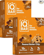 IQBAR Clean Plant Protein Bars - Peanut Butter Chip - 24 Count - Keto, Vegan, High Fiber, Gluten and Dairy Free, Low Sugar Snack - Brain and Body Nutrients for Focus, Energy, Meal Replacement