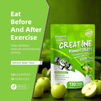 NSF Certified Creatine Gummy - Creatine Monohydrate Gummies 5000mg for Men & Women -120 Gummies Advanced Formula, Muscle Strength, Muscle Builder, Energy Boost, Pre-Workout Supplement-Apple