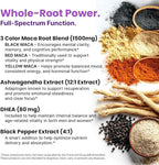 6-in-1 Organic Maca Root Ashwagandha Capsules 1710mg with DHEA and Black Pepper Fruit Extract for Women and Men - Black Maca Supplement for Stamina, Bone and Mood Support Supplement, 120ct (Pack of 3)