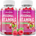 2 Pack Liposomal Vitamin C 1000mg Gummies for Adults Kids, 1500mg Chewable Vitamin C w/Iron, Zinc & Elderberry - Immune Support & Energy, Collagen Booster, Raspberry, 120 Count
