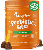 Zesty Paws Probiotics for Dogs, Digestive Enzymes Gut Flora, Digestive Health, Diarrhea & Bowel Support, DE111, Dog Probiotic Soft Chew for Pet Immune System, Pumpkin, 250 Ct