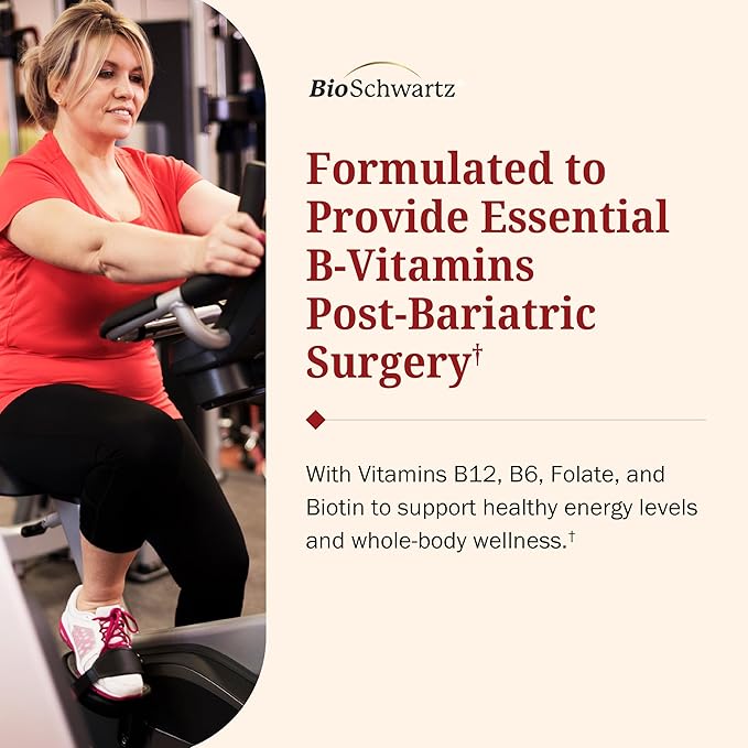 BioSchwartz Bariatric B12 Plus Dissolvable Tablets - 1000mcg Vitamin B12, Vitamin B6, Folate, Biotin - Cherry Strawberry Flavor, 3-Month Supply, Third Party Tested, for Bariatric Patients, 90 Count