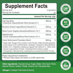 Organic Sea Moss Gummies,with Black Seed Oil,Bladderwrack,Burdock Root, Vegan Irish Sea Moss Gummy Vitamins for Immune, Thyroid and Detox Support, Gluten-Free - 120 Gummies