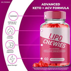Lipo Chewies Brazillian Gummies, Lipo Chewies Keto ACV Keto Supplement Gummies - Maximum Strength, All Natural Support Formula, Keto+ACV Advanced Formula, LipoChewies Keto Gummy Reviews (2 Pack)