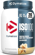 Dymatize ISO100 Whey Protein Powder Isolate, Gourmet Vanilla, 25g of Protein, 5.5g BCAAs, Less Than 120 Cal., Gluten Free, 1g Fat, 1g Sugar, 2g Carb (20 Servings)