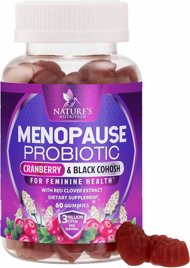 Menopause Supplement Gummies - 3 Billion CFU Per Serving Women's Probiotics - Advanced Menopause Relief Formula for Women with Black Cohosh - Mild Hot Flashes & Night Sweats Support - 60 Gummies