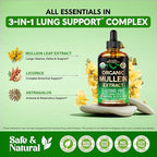 Mullein Drops for Lungs - USDA Organic Liquid - Mullein Leaf Extract Supplement - Made in USA - Lung & Bronchial Cleanse for Smokers - Respiratory Health Support - As Tincture, Tea, Pills - 4 fl oz