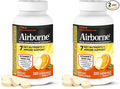 Airborne 1000mg Vitamin C with D and Zinc, Multivitamin Immune Support Supplement with Antioxidants A, C, and E, 200 Chewable Tablets, Citrus Flavor,(Pack of 2)