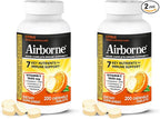 Airborne 1000mg Vitamin C with D and Zinc, Multivitamin Immune Support Supplement with Antioxidants A, C, and E, 200 Chewable Tablets, Citrus Flavor,(Pack of 2)
