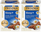 Twinings Superblends Sleep+ Herbal Tea with 1mg Melatonin Camomile, Cinnamon & Vanilla, Naturally Caffeine-Free, Enjoy Hot or Iced,16 Tea Bags (Pack of 2)