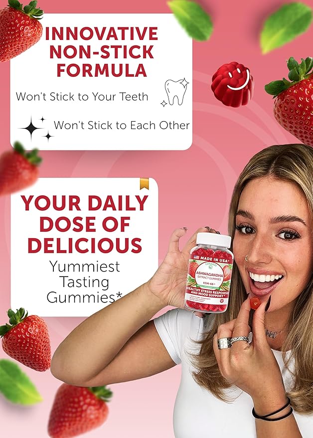 Lunakai USA Made KSM-66 Ashwagandha Gummies for Women & Men – Daily Vegan Supplement for Stress, Mood & Sleep Support, 60ct