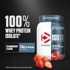 Dymatize ISO100 Whey Protein Powder Isolate, Strawberry, 25g of Protein, 5.5g BCAAs, Less Than 120 Cal., Gluten Free, 1g Fat, 1g Sugar, 2g Carb (20 Servings)