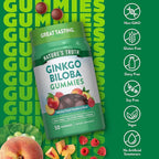 Nature's Truth Ginkgo Biloba Gummies | 50 Count | Peach Raspberry Flavor | Vegan, Non-GMO & Gluten Free Extract Supplement