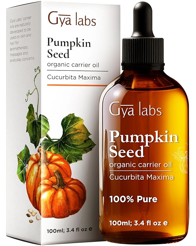 Gya Labs Organic Pumpkin Seed Oil for Hair & Organic Evening Primrose Oil for Dry Skin Set - Aromatherapy Grade Essential Oils Set - 2x3.4 fl oz