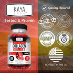 Kaya Naturals Collagen Gummies for Men & Women Supplement | Nature Made Gummies - 1000mg of Hydrolyzed Collagen, Vitamin C, Selenium & Biotin, Strawberry Flavor - 30 Count