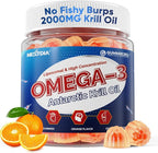 Liposomal Antarctic Krill Oil Omega 3 Gummies 2000mg - Cellular Level Absorption Omega-3 with EPA, DHA & Astaxanthin - Antioxidant & Brain Support - Fish Oil Supplements Alternative - 60 Count