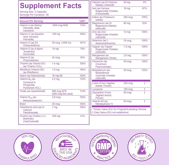 Premom Male Sperm Fortify Capsules - Male Fertility Supplements for Men - Prenatal Vitamins for Women Bundle – Conception for Her Multivitamin – 120 Count