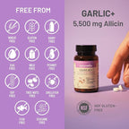 NatureWise Garlic Extract 5,500 mcg Allicin Supplement - Healthy Cholesterol & Blood Pressure Formula + Vitamins B & C - Vegan Tablets w/Enteric Coating, Non-GMO, Gluten-Free, 60 Count [30-Day Supply]