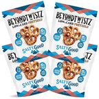 BeyondTwistz Low Carb Pretzels, Salty Good, Keto Friendly, 2g Net Carbs, 18g Protein, Powered By HealthSense® High Fiber Wheat Flour, Family Size 8oz Bag, Pack of 4